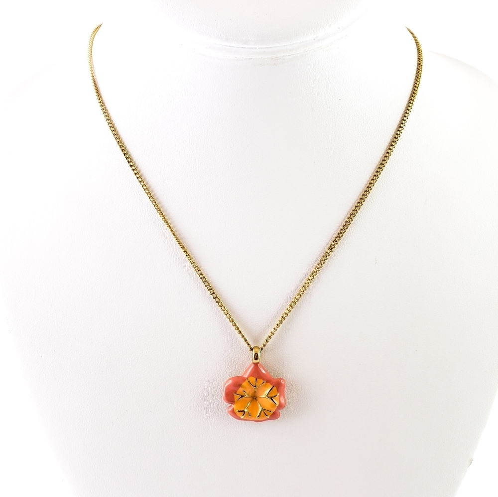 Crewcuts Flower Pendant Necklace orange coral